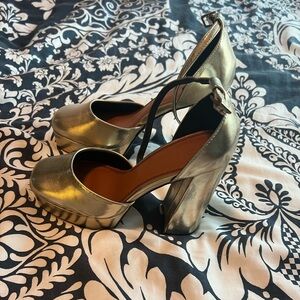 Size 8, never worn gold ASOS platform heels